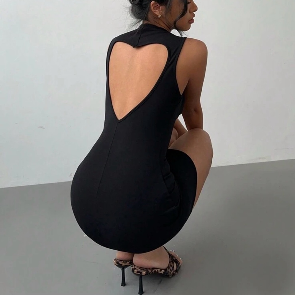 SHEIN Black Mini Dress with Heart Cutout